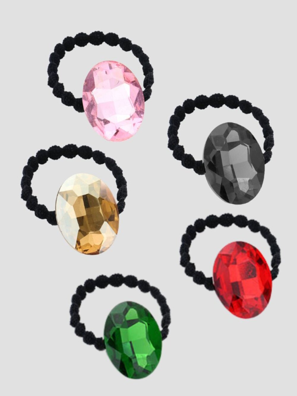 Crystal Oval Accented Stretch Hairband - Black, Gold or Pink - Select One